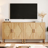 Natural Wooden Storage Cabinet With Doors & Shelves, Small Buffet Sideboard