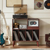 Large Vinyl Record Stand with Storage Shelf Holds Up to 300 Albums