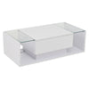 High Gloss White Coffee Table with LED & Drawer, Tempered Glass Top Centre Table