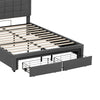 LED Ottoman Storage 5ft King Upholstered Bed Frame with Headboard & 2 Drawers
