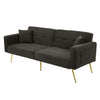 FABRIC SOFA BED LOVE SEAT SOFA SETTEE COUCH WITH GOLD METAL LEGS & CUSHIONS GREY