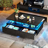 High Gloss LED Coffee Table With Storage Wooden 2 Drawer Living Room Furniture