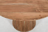 Round Natural Solid Acacia Wood Dining Table - Wooden Fluted Design Base - 120cm