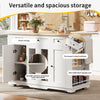 Kitchen Island on Wheels, Rolling Kitchen Storage Trolley with Worktop & Drawers