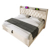 UPHOLSTERED DOUBLE 4FT6 OTTOMAN BED FRAME WITH RGB LED LIGHTS, HYDRAULIC STORAGE