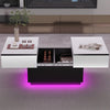 LED Extendable Coffee Table Wooden 2 Hidden Storage Modern Living Room Hzxoerrrx