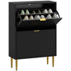 Slim Shoe Storage Cabinet with 2 Flip Drawers for Hallway, Black