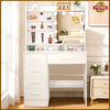 White Dressing Table Vanity Makeup Desk with LED Mirror 5 Drawers & Open Shelves