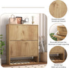 Narrow Shoe Cabinet Storage with Side Hooks 2 Flip Drawer Freestanding Organizer
