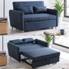 Sofa Bed Pull Out 2-Seater Double Linen Blend Metal Frame Guest Bed | Navy Blue