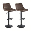 Set of 2 Black Bar Stools, Chicago, Faux Leather, swivel, height adjustable