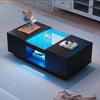 MODERN LED COFFEE TABLE WITH 2 DRAWERS STORAGE BLACK FOR LIVING ROOM