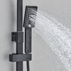 Black EXposed Bathroom Shower Mixer Twin Head Large Bar Set Square Valve System