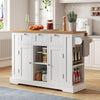 Kitchen Island Storage Trolley Cart with Drop Leaf, Drawers & Spice Racks, White