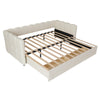 Upholstered Bed Daybed w/ Trundle, 90x190 cm Sofa Bed w/ USB-C Port Linen