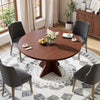 47in Round Dining Table for 4-6,Pedestal Base Wooden Kitchen Table for Apartment
