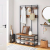 Large Rustic Coat Rack With Seat Entryway Shoe Rack Hall Tree Shoe Bench Shelves