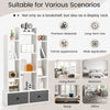 12 Tier Bookshelf Open Storage Wood Bookcase Organizer Display Shelf