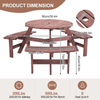 Round Picnic Table 6 Seater Solid Wood Garden Dining Bench Parasol Hole Set 90cm