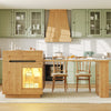 Extendable Dining Bar Table Wooden Kitchen Island with Cabinets & LED Lighting