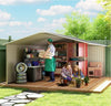 Metal Garden Storage Shed Large Summer Tool House Foundation Kit Lock Doors Unit