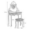White Dressing Table Set with 5 Drawers Mirror and Stool Makeup Vanity Table