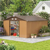 13 x 11ft Garden Shed Storage w/ Foundation Kit, Vent, Light Brown