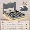 4ft6 Double Bed Frame with RGB LED Lights, Platform Bed Frame, Dark Grey
