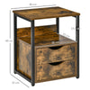 End Table Bedside Desk Slim Storage Cabinet with Shelf Rustic Brown