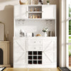 Tall Pantry Cabinet Kitchen Cupboard w/ Storage, Adjustable Shelves, White