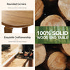 Round Solid Wood End Table, 2-Tier Farmhouse Wooden Side Table for Living Room