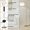 Gold Floor Lamp Free Standing Light with Bulb Linen Shade Remote Control Bedroom