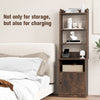 6-Tier Bedside Table Storage Cabinet Tall Nightstand with Charging Station