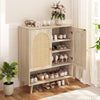 Shoe Storage Cabinet With Rattan Doors 4-Tier Shoe Rack for Entryway Hallway