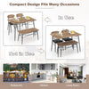 4 Pcs Rectangular Kitchen Table Dining Table Set w/ Bench & Upholstered Chairs