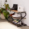 3 Tiers Metal Frame Shoe Rack Storage Organizer Wooden Footwear Stand Shelves UK