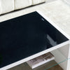 Coffee Table White High Gloss 2 Tier Black Galaxy Glitter Glass Top Rectangle