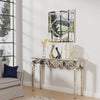 Silver Mirrored Entryway Console Table Sofa Side Table with Gold Rim for Hallway