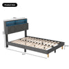 4FT6 DOUBLE BED FRAME WITH DIMMABLE RGB LIGHT UPHOLSTERED STORAGE HEADBOARD Pale