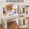 White Dressing Table Vanity Makeup Desk With 2 Drawers & LED Mirror & 4 Mrwtwdgc