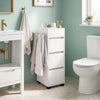 Slim Bathroom Floor Cabinet Storage Unit Tower with 3 Drawer & 4 Compartments