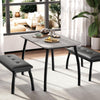 3Pcs Dining Table Set for 4, Kitchen Table w/Metal Frame & 2 Upholstered Benches