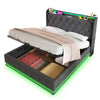 Ottoman Hydraulic Storage King 5ft Grey Upholstered Bed Frame with LED Lights