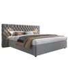 6ft Ottoman Hydraulic Storage Bed Frame w/ Reading Light, Wide Headboard, Velvet