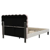 Double Upholstered Bed 4ft6 135x190cm with Velvet Headboard & Study Slats, Beige