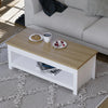 Farmhouse Coffee Table with Storage Shelf, Oak Two-Tone Wooden Living Room Table