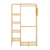 Bamboo Wooden Single Clothes Rail Garment Rack Hanging Stand Open Wardrobe Shelf