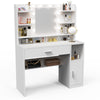 Dressing Table With 8 Shelves & LED Mirror Set Makeup Desk Vanity Table Dvrxxpoo