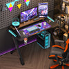 120cm Large Adjustable RGB Gaming Desk Computer Table with LED Lights Cup Holder