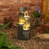 Water Fountain Feature Solar Powered Garden Ornament LED Outdoor Statue Lights